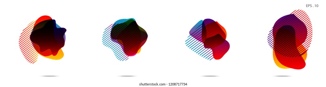 Set of abstract modern graphic elements. Dynamical colored forms and line. Gradient abstract banners with flowing liquid shapes. Template for the design of a logo,flyer or presentation. Vector.