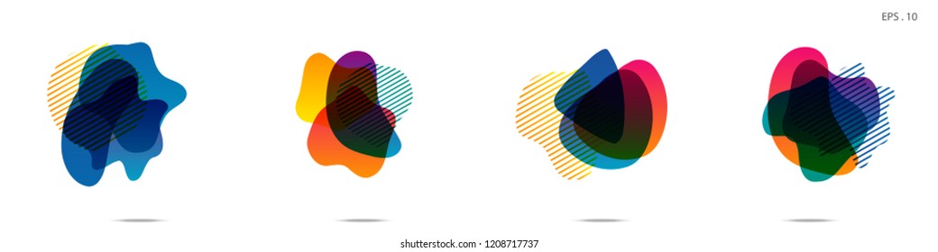 Set of abstract modern graphic elements. Dynamical colored forms and line. Gradient abstract banners with flowing liquid shapes. Template for the design of a logo,flyer or presentation. Vector.