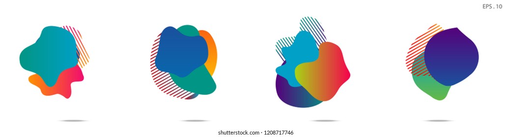 Set of abstract modern graphic elements. Dynamical colored forms and line. Gradient abstract banners with flowing liquid shapes. Template for the design of a logo,flyer or presentation. Vector.