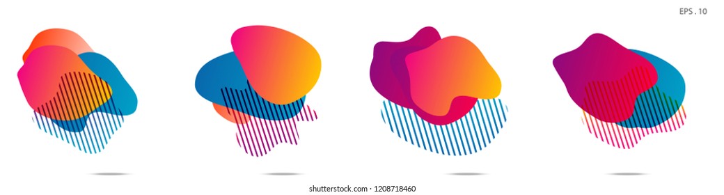 Set of abstract modern graphic elements. Dynamical colored forms and line. Gradient abstract banners with flowing liquid shapes. Template for the design of a logo,flyer or presentation. Vector.