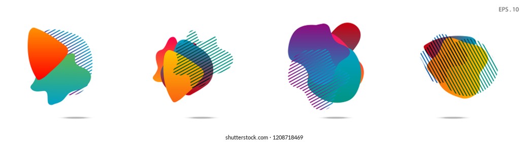 Set of abstract modern graphic elements. Dynamical colored forms and line. Gradient abstract banners with flowing liquid shapes. Template for the design of a logo,flyer or presentation. Vector.