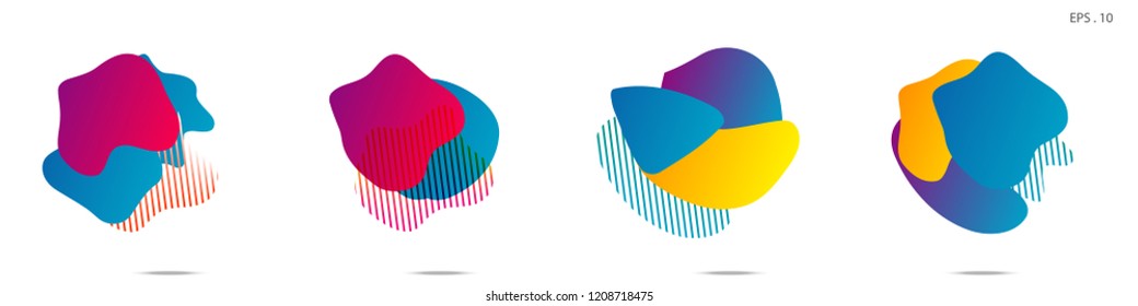 Set of abstract modern graphic elements. Dynamical colored forms and line. Gradient abstract banners with flowing liquid shapes. Template for the design of a logo,flyer or presentation. Vector.