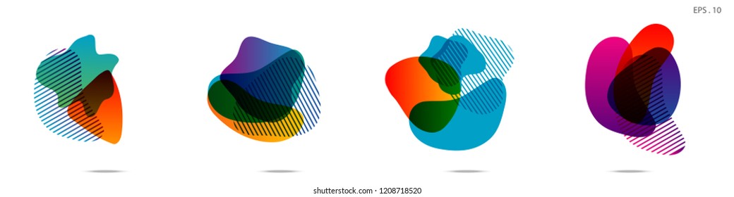 Set of abstract modern graphic elements. Dynamical colored forms and line. Gradient abstract banners with flowing liquid shapes. Template for the design of a logo,flyer or presentation. Vector.