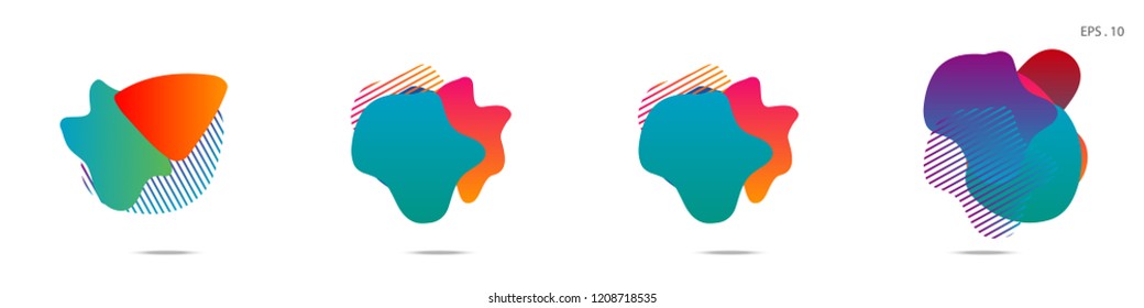 Set of abstract modern graphic elements. Dynamical colored forms and line. Gradient abstract banners with flowing liquid shapes. Template for the design of a logo,flyer or presentation. Vector.