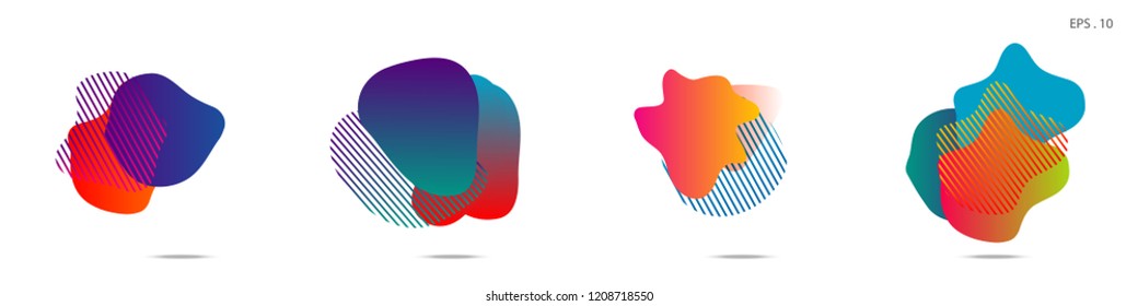 Set of abstract modern graphic elements. Dynamical colored forms and line. Gradient abstract banners with flowing liquid shapes. Template for the design of a logo,flyer or presentation. Vector.