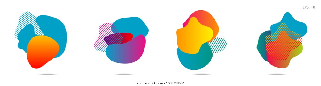 Set of abstract modern graphic elements. Dynamical colored forms and line. Gradient abstract banners with flowing liquid shapes. Template for the design of a logo,flyer or presentation. Vector.