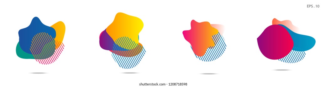 Set of abstract modern graphic elements. Dynamical colored forms and line. Gradient abstract banners with flowing liquid shapes. Template for the design of a logo,flyer or presentation. Vector.
