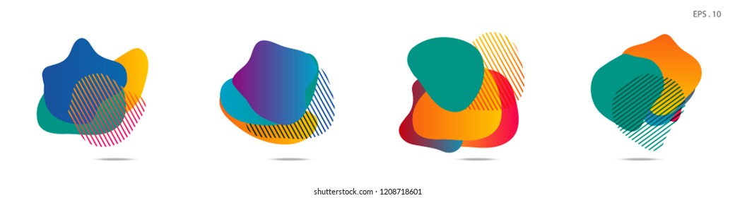 Set of abstract modern graphic elements. Dynamical colored forms and line. Gradient abstract banners with flowing liquid shapes. Template for the design of a logo,flyer or presentation. Vector.