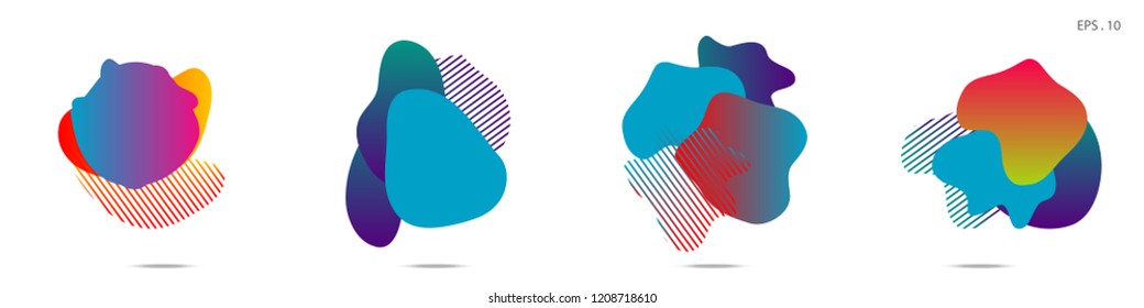 Set of abstract modern graphic elements. Dynamical colored forms and line. Gradient abstract banners with flowing liquid shapes. Template for the design of a logo,flyer or presentation. Vector.