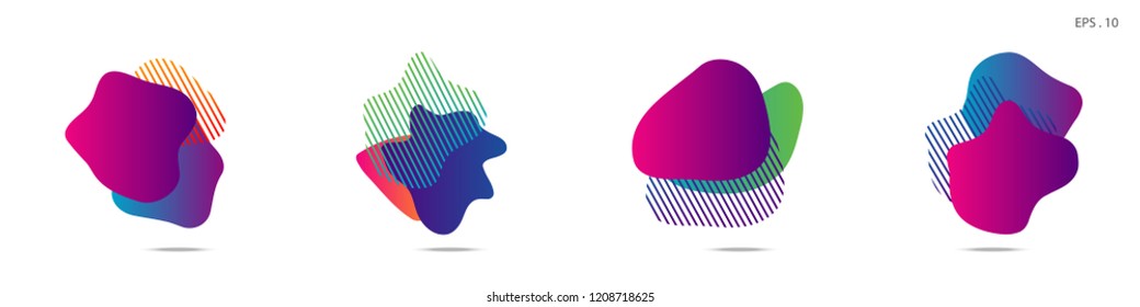 Set of abstract modern graphic elements. Dynamical colored forms and line. Gradient abstract banners with flowing liquid shapes. Template for the design of a logo,flyer or presentation. Vector.