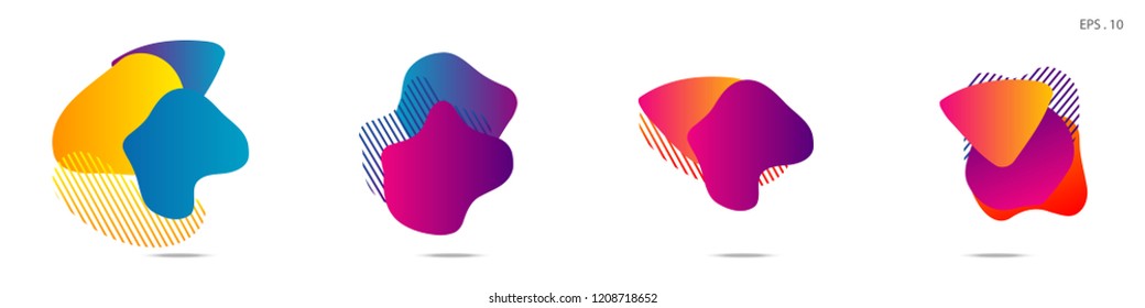 Set of abstract modern graphic elements. Dynamical colored forms and line. Gradient abstract banners with flowing liquid shapes. Template for the design of a logo,flyer or presentation. Vector.