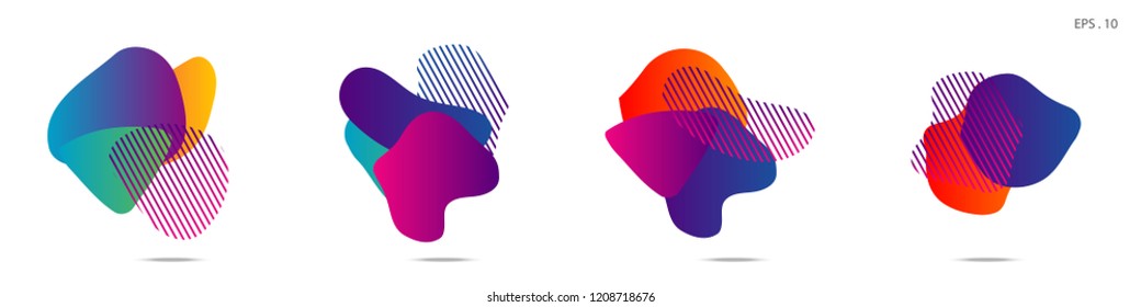 Set of abstract modern graphic elements. Dynamical colored forms and line. Gradient abstract banners with flowing liquid shapes. Template for the design of a logo,flyer or presentation. Vector.