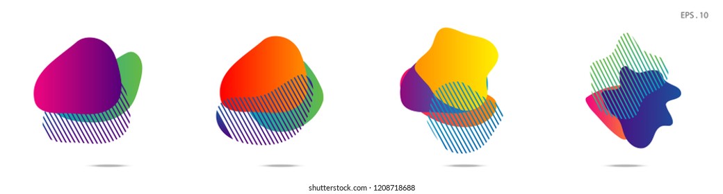 Set of abstract modern graphic elements. Dynamical colored forms and line. Gradient abstract banners with flowing liquid shapes. Template for the design of a logo,flyer or presentation. Vector.