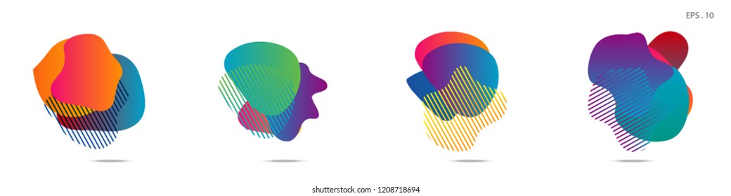 Set of abstract modern graphic elements. Dynamical colored forms and line. Gradient abstract banners with flowing liquid shapes. Template for the design of a logo,flyer or presentation. Vector.