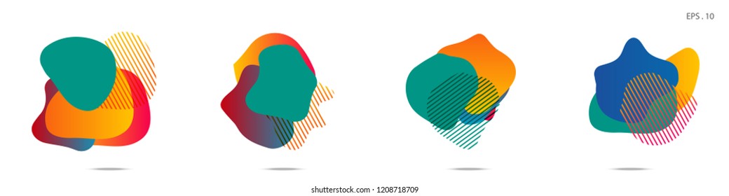 Set of abstract modern graphic elements. Dynamical colored forms and line. Gradient abstract banners with flowing liquid shapes. Template for the design of a logo,flyer or presentation. Vector.