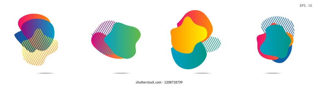 Set of abstract modern graphic elements. Dynamical colored forms and line. Gradient abstract banners with flowing liquid shapes. Template for the design of a logo,flyer or presentation. Vector.