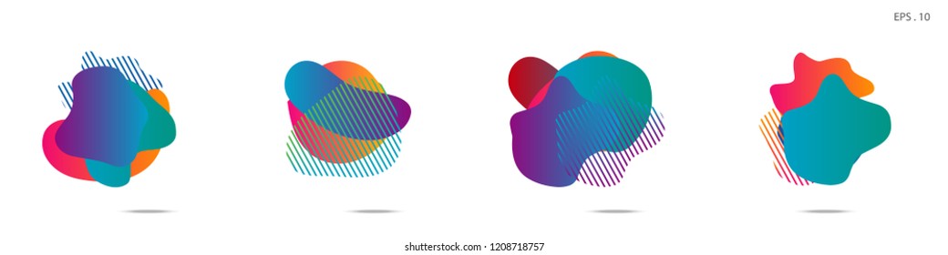 Set of abstract modern graphic elements. Dynamical colored forms and line. Gradient abstract banners with flowing liquid shapes. Template for the design of a logo,flyer or presentation. Vector.