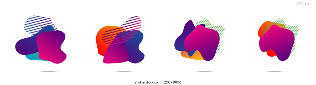 Set of abstract modern graphic elements. Dynamical colored forms and line. Gradient abstract banners with flowing liquid shapes. Template for the design of a logo,flyer or presentation. Vector.