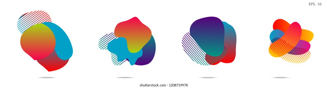 Set of abstract modern graphic elements. Dynamical colored forms and line. Gradient abstract banners with flowing liquid shapes. Template for the design of a logo,flyer or presentation. Vector.