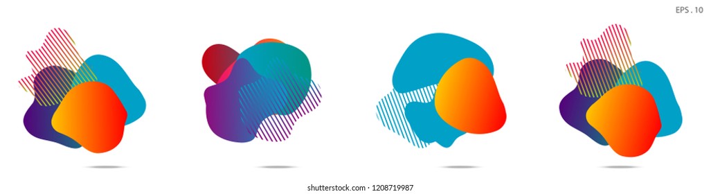 Set of abstract modern graphic elements. Dynamical colored forms and line. Gradient abstract banners with flowing liquid shapes. Template for the design of a logo,flyer or presentation. Vector.