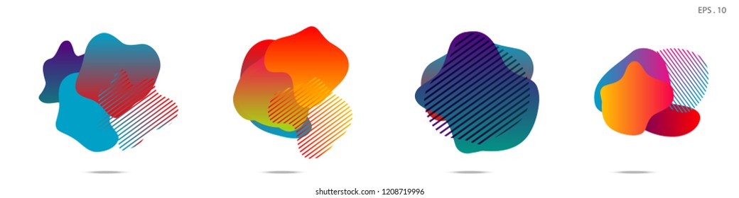 Set of abstract modern graphic elements. Dynamical colored forms and line. Gradient abstract banners with flowing liquid shapes. Template for the design of a logo,flyer or presentation. Vector.