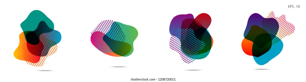 Set of abstract modern graphic elements. Dynamical colored forms and line. Gradient abstract banners with flowing liquid shapes. Template for the design of a logo,flyer or presentation. Vector.