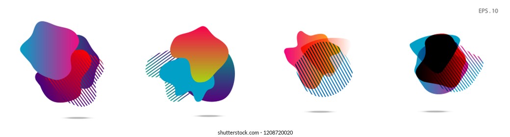 Set of abstract modern graphic elements. Dynamical colored forms and line. Gradient abstract banners with flowing liquid shapes. Template for the design of a logo,flyer or presentation. Vector.