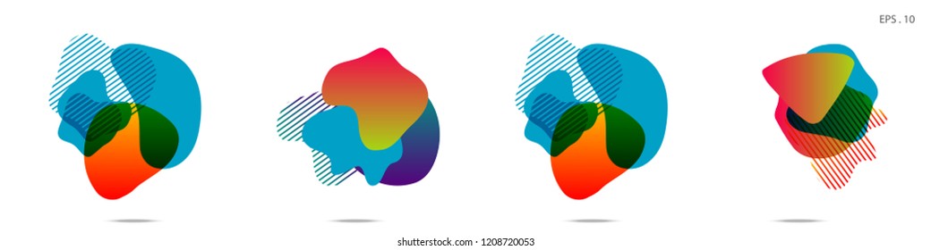 Set of abstract modern graphic elements. Dynamical colored forms and line. Gradient abstract banners with flowing liquid shapes. Template for the design of a logo,flyer or presentation. Vector.