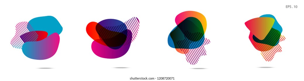 Set of abstract modern graphic elements. Dynamical colored forms and line. Gradient abstract banners with flowing liquid shapes. Template for the design of a logo,flyer or presentation. Vector.