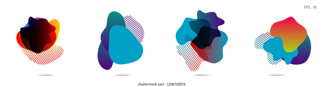 Set of abstract modern graphic elements. Dynamical colored forms and line. Gradient abstract banners with flowing liquid shapes. Template for the design of a logo,flyer or presentation. Vector.