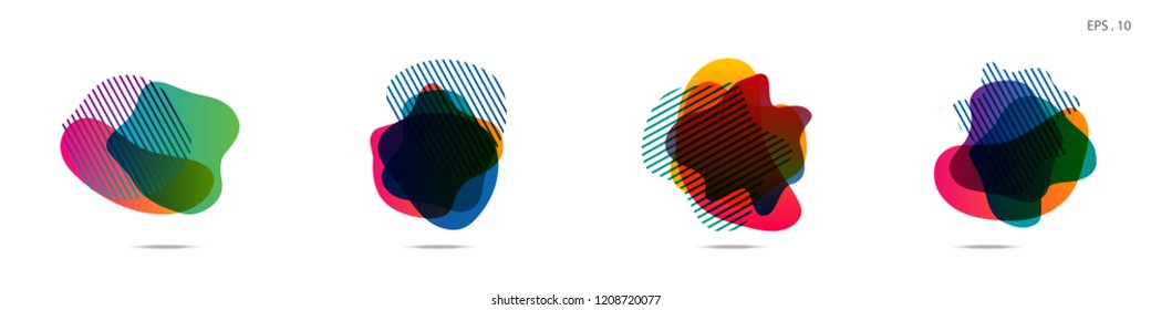 Set of abstract modern graphic elements. Dynamical colored forms and line. Gradient abstract banners with flowing liquid shapes. Template for the design of a logo,flyer or presentation. Vector.