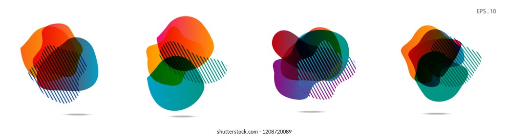 Set of abstract modern graphic elements. Dynamical colored forms and line. Gradient abstract banners with flowing liquid shapes. Template for the design of a logo,flyer or presentation. Vector.