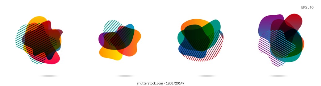 Set of abstract modern graphic elements. Dynamical colored forms and line. Gradient abstract banners with flowing liquid shapes. Template for the design of a logo,flyer or presentation. Vector.