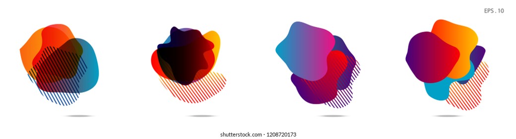 Set of abstract modern graphic elements. Dynamical colored forms and line. Gradient abstract banners with flowing liquid shapes. Template for the design of a logo,flyer or presentation. Vector.