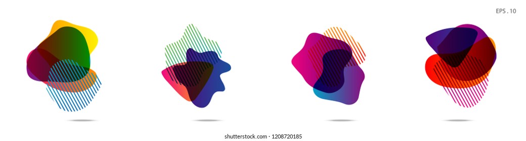 Set of abstract modern graphic elements. Dynamical colored forms and line. Gradient abstract banners with flowing liquid shapes. Template for the design of a logo,flyer or presentation. Vector.