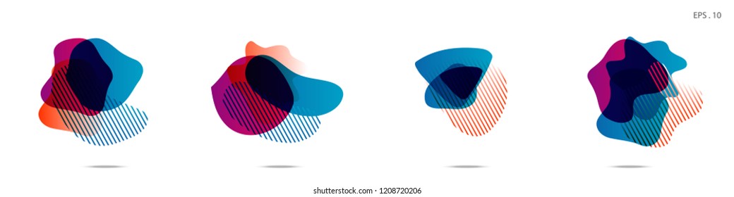 Set of abstract modern graphic elements. Dynamical colored forms and line. Gradient abstract banners with flowing liquid shapes. Template for the design of a logo,flyer or presentation. Vector.