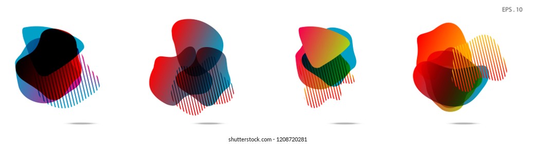 Set of abstract modern graphic elements. Dynamical colored forms and line. Gradient abstract banners with flowing liquid shapes. Template for the design of a logo,flyer or presentation. Vector.