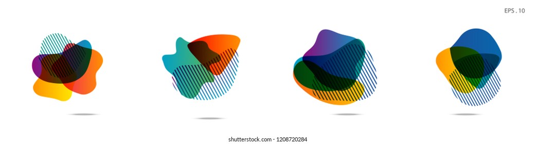 Set of abstract modern graphic elements. Dynamical colored forms and line. Gradient abstract banners with flowing liquid shapes. Template for the design of a logo,flyer or presentation. Vector.