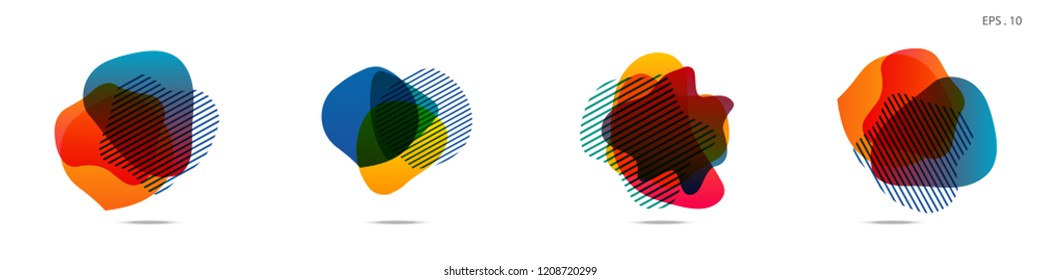 Set of abstract modern graphic elements. Dynamical colored forms and line. Gradient abstract banners with flowing liquid shapes. Template for the design of a logo,flyer or presentation. Vector.