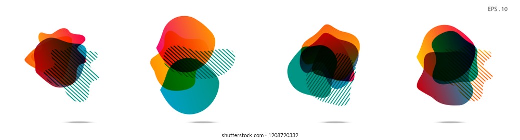 Set of abstract modern graphic elements. Dynamical colored forms and line. Gradient abstract banners with flowing liquid shapes. Template for the design of a logo,flyer or presentation. Vector.