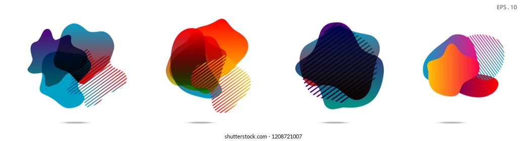 Set of abstract modern graphic elements. Dynamical colored forms and line. Gradient abstract banners with flowing liquid shapes. Template for the design of a logo,flyer or presentation. Vector.