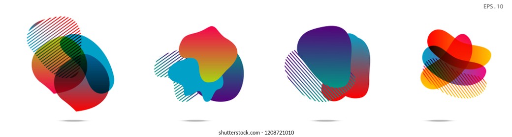 Set of abstract modern graphic elements. Dynamical colored forms and line. Gradient abstract banners with flowing liquid shapes. Template for the design of a logo,flyer or presentation. Vector.