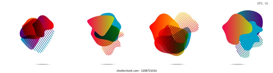 Set of abstract modern graphic elements. Dynamical colored forms and line. Gradient abstract banners with flowing liquid shapes. Template for the design of a logo,flyer or presentation. Vector.