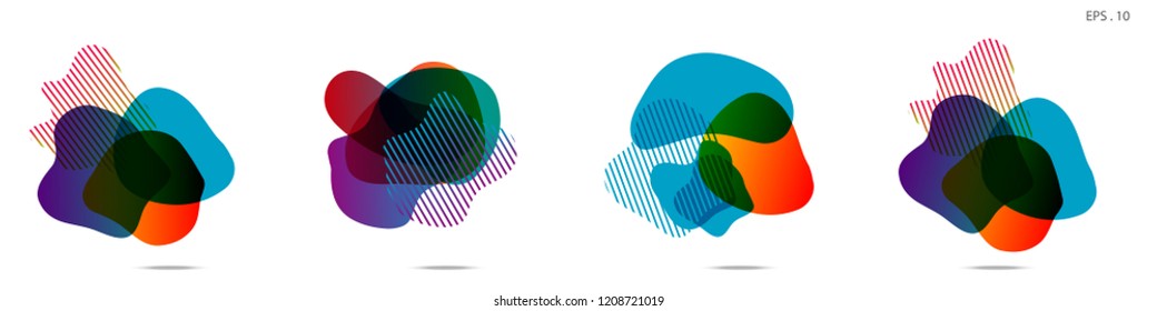 Set of abstract modern graphic elements. Dynamical colored forms and line. Gradient abstract banners with flowing liquid shapes. Template for the design of a logo,flyer or presentation. Vector.