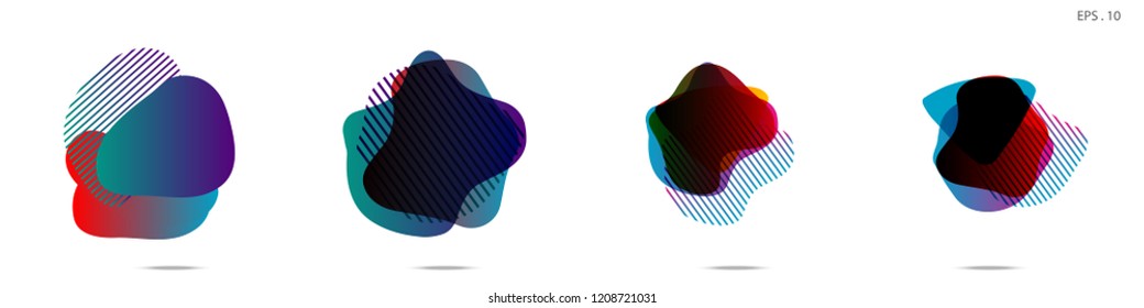 Set of abstract modern graphic elements. Dynamical colored forms and line. Gradient abstract banners with flowing liquid shapes. Template for the design of a logo,flyer or presentation. Vector.