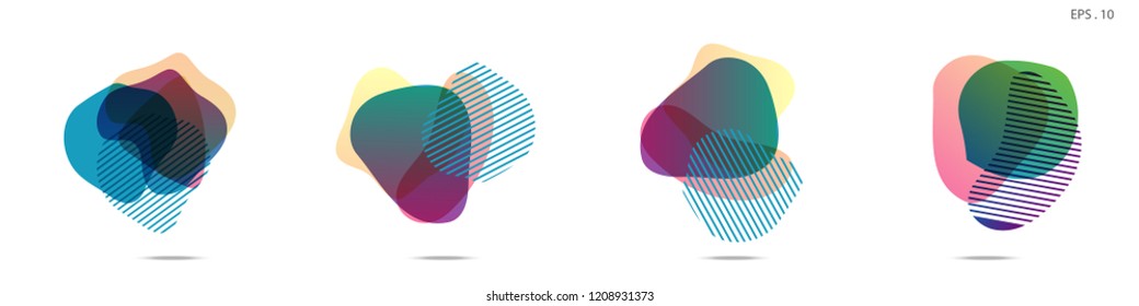 Set of abstract modern graphic elements. Dynamical colored forms and line. Gradient abstract banners with flowing liquid shapes. Template for the design of a logo,flyer or presentation. Vector.