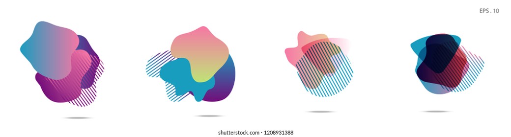 Set of abstract modern graphic elements. Dynamical colored forms and line. Gradient abstract banners with flowing liquid shapes. Template for the design of a logo,flyer or presentation. Vector.