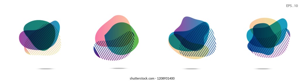 Set of abstract modern graphic elements. Dynamical colored forms and line. Gradient abstract banners with flowing liquid shapes. Template for the design of a logo,flyer or presentation. Vector.