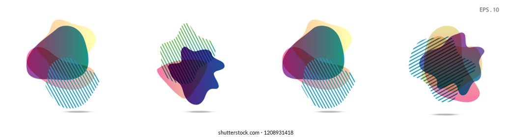Set of abstract modern graphic elements. Dynamical colored forms and line. Gradient abstract banners with flowing liquid shapes. Template for the design of a logo,flyer or presentation. Vector.