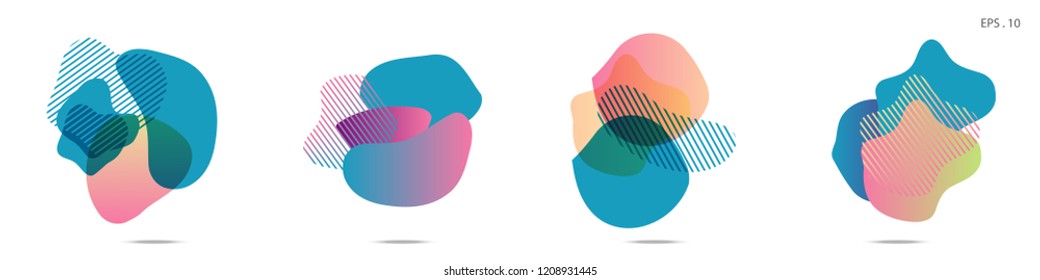 Set of abstract modern graphic elements. Dynamical colored forms and line. Gradient abstract banners with flowing liquid shapes. Template for the design of a logo,flyer or presentation. Vector.